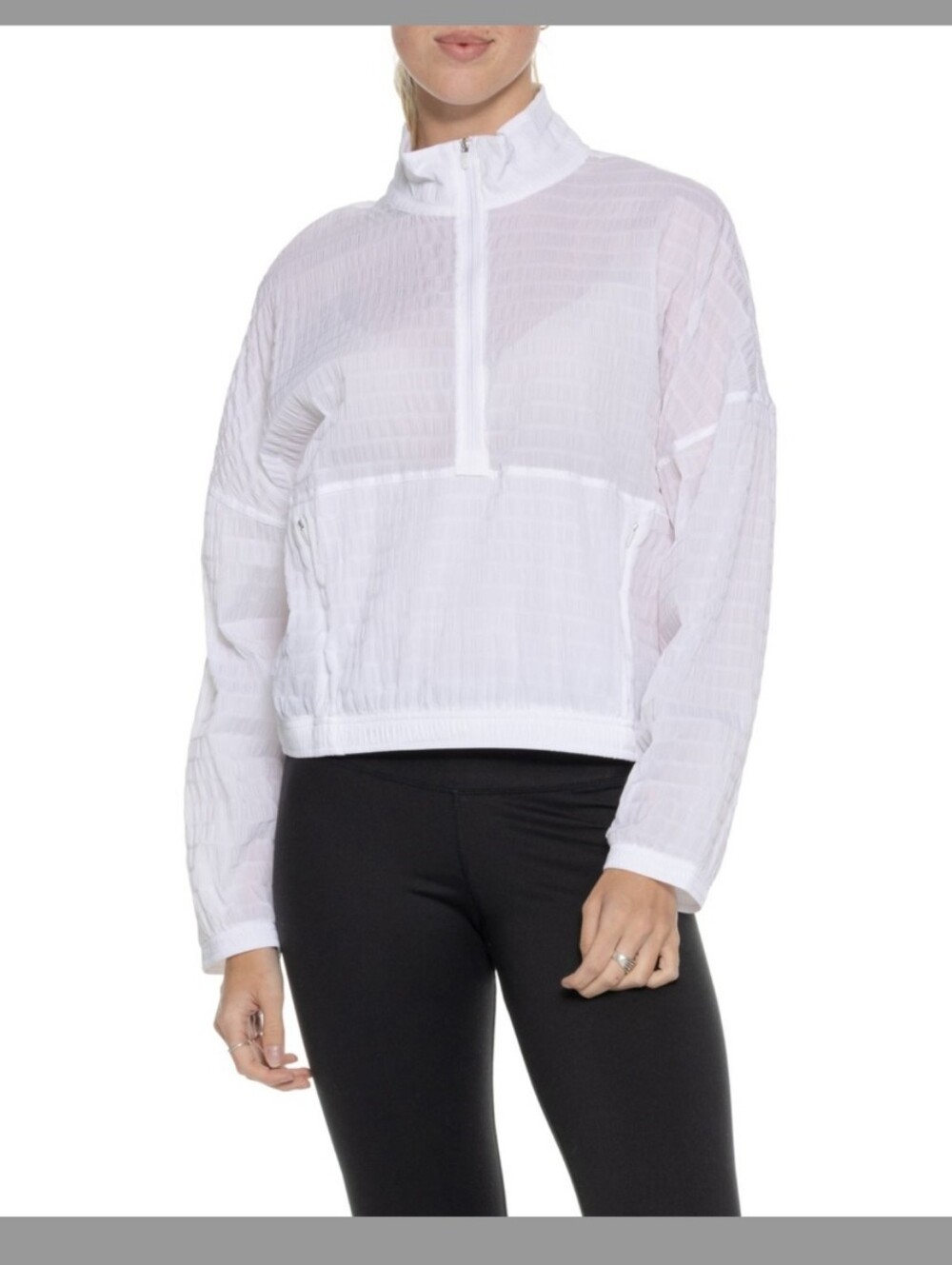 Spanx Active Run Water Resistant Half-Zip Jacket White Medium
